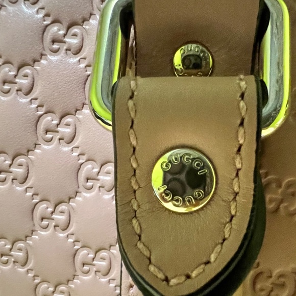 Gucci Guccissima Zip Top Handbag Purse Pink Gg Leather Shoulder Bag - Picture 11 of 16